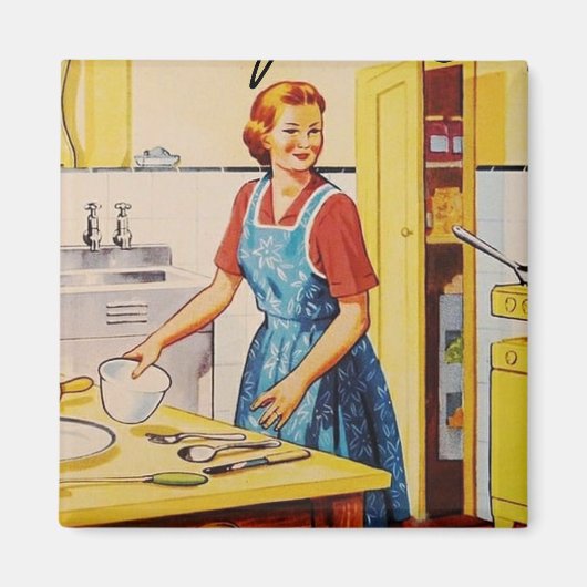 Klassiek huisvrouw Retro l Kitchen gift Magneet (Voorkant)