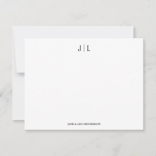 Klassiek Huwelijk Monogram Echtpaar Notitiekaartje