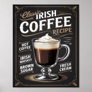 Klassiek Iers Koffie Recept Vintage Poster