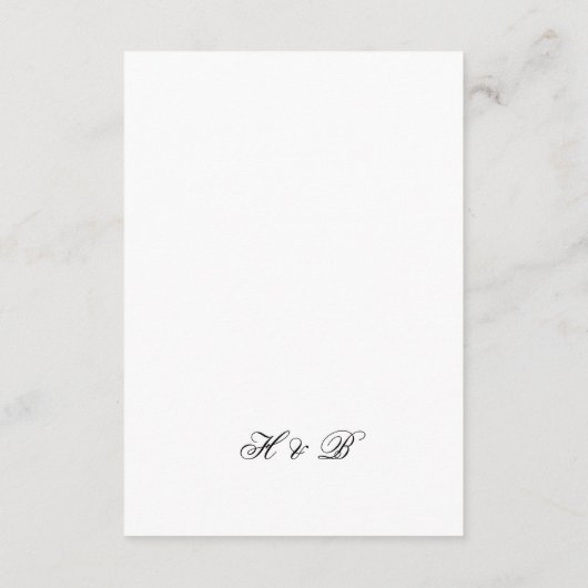 Klassiek ingelijst Script Zwart Wit Receptie Informatiekaartje (Achterkant)