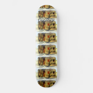 klassiek ingeweven houtcaravan skateboard