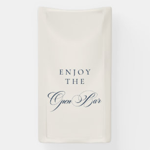 Klassiek ivoor blauw kalligrafie bruiloft open bar spandoek