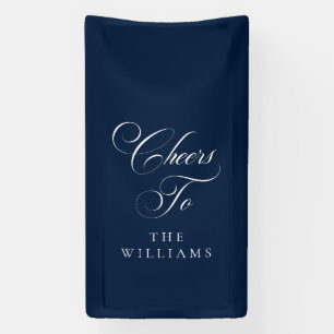 Klassiek Ivoor Blauwe Calligrafie Proost Op Spandoek
