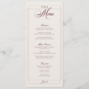Klassiek Ivoor Bourgondië Calligrafie Trouwmenu Menu