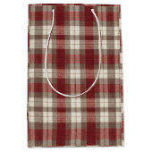 Klassiek Ivoor Bruin Roest Rood Geruit Patroon Medium Cadeauzakje (Voorkant)