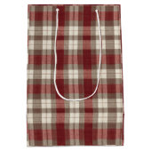 Klassiek Ivoor Bruin Roest Rood Geruit Patroon Medium Cadeauzakje (Achterkant)