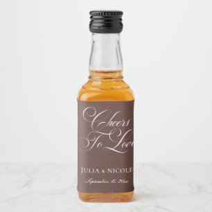 Klassiek Ivoor Bruine Calligrafie Cheers Bruiloft Likeurfles Etiket