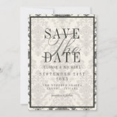 Klassiek Ivoor Damast Rococo Patroon Foto Bruiloft Save The Date (Voorkant)