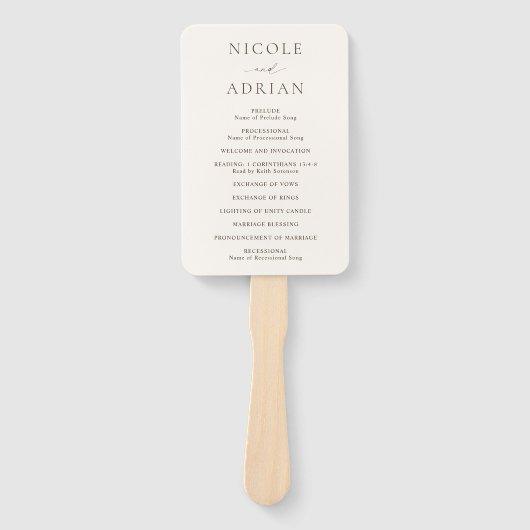 Klassiek Ivoor Elegant Trouwprogramma Handwaaier (Voorkant)