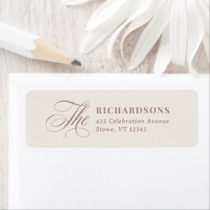 Klassiek Ivoor en Taupe Calligrafie Retouradres Etiket