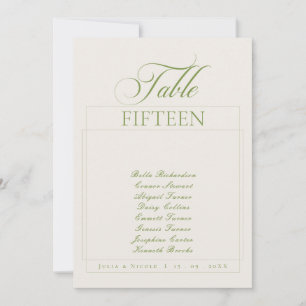 Klassiek Ivoor Groen Calligrafie Naam Tafel Nummer Kaart