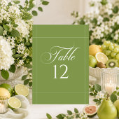 Klassiek Ivoor Groen Calligrafie Tafel Nummer Bord Kaart