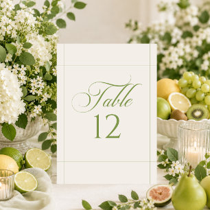 Klassiek Ivoor Groen Calligrafie Tafel Nummer Bord Kaart