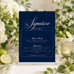 Klassiek Ivoor Navy Blauwe Signature Dranken Bord Kaart