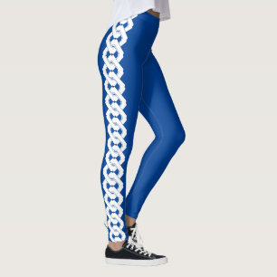 Klassiek Japans Blauw en Zwart Kettingpatroon Leggings