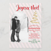 Klassiek Joyeux Noel Groen Rood Strepen Kerstmis Kaart (Voorkant)