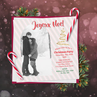 Klassiek Joyeux Noel Groen Rood Strepen Kerstmis Save The Date