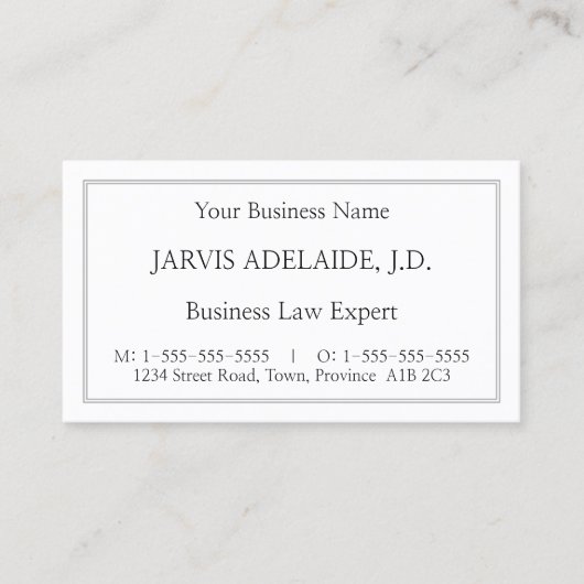 Klassiek,  juridisch professioneel Visitekaartje (Voorkant)