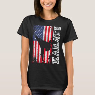Klassiek Karate Usa Vlag 4 Juli Patriottisch Ameri T-shirt