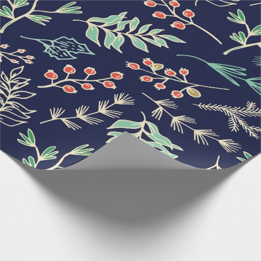 Klassiek Kerst Bloemen Patroon Inpakpapier (Hoek)