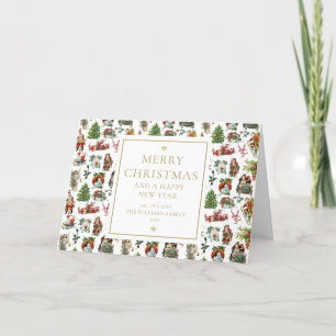 Klassiek Kerst Oud Goud Feestdagen Kaart