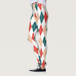 Klassiek Kerst Rood Groen Wit Diamant Patroon Leggings