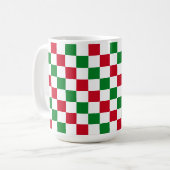Klassiek kerst schaakbordpatroon koffiemok (Voorkant links)