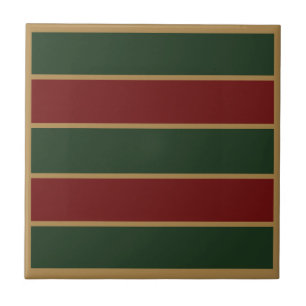 Klassiek Kerstgroen en Rood met Gouden Afwerking Tegeltje