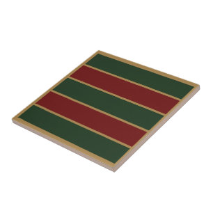 Klassiek Kerstgroen en Rood met Gouden Afwerking Tegeltje