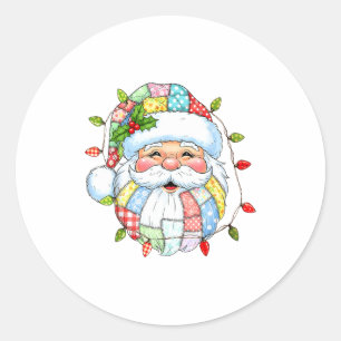 Klassiek Kerstman Gezicht Grappige Kerstman Kerst Ronde Sticker