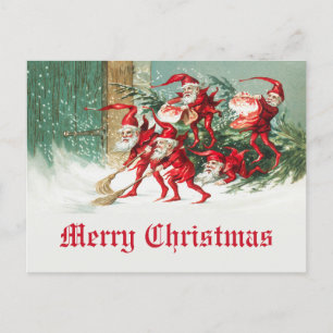 Klassiek Kerstmis Funny Santa Elfen Briefkaart