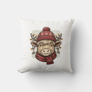Klassiek Kerstmis Hoogland Koe Vector T-shirt Ontw Kussen