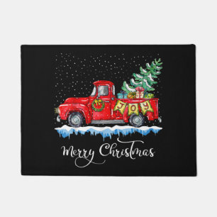Klassiek Kerstmis Rode Truck Ouderwetse Kerst Deurmat