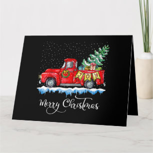 Klassiek Kerstmis Rode Truck Ouderwetse Kerst Kaart