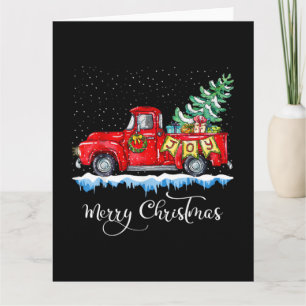 Klassiek Kerstmis Rode Truck Ouderwetse Kerstmis Kaart