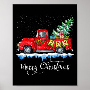 Klassiek Kerstmis Rode Truck Ouderwetse Kerstmis Poster