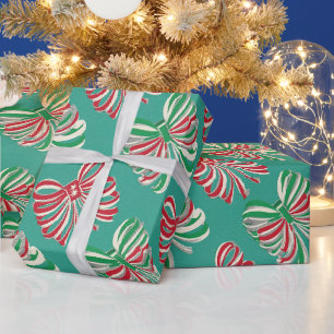 Klassiek Kerstmis Rood, Groen Candy Lint Cadeaupapier