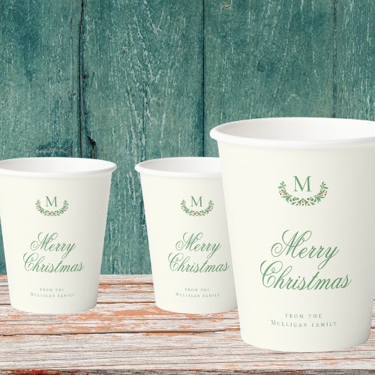Klassiek kerstmonogram papieren bekers