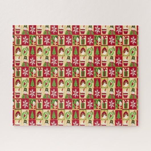 Klassiek kerstpatroon legpuzzel (Horizontaal)