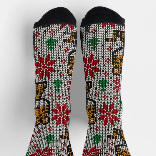 Klassiek kerstpatroon met ornament in grijze manne sokken (Top)