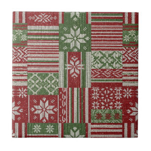 Klassiek Kerstpleisterbrei -Rood, Groen (2) Tegeltje