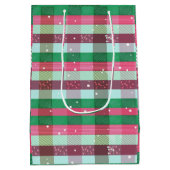 Klassiek kerststreeppatroon medium cadeauzakje (Achterkant)