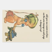 Klassiek kind Cute Blond meisje dat praat op speel Inpakpapier Vel (Voorkant 3)