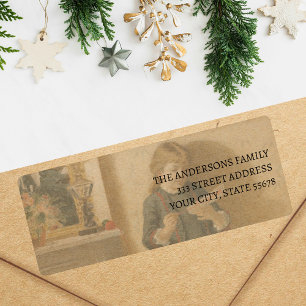 Klassiek Kind met Kerstelijke Groet Label