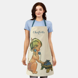 Klassiek kind Schattig blond meisje dat op speelgo Schort