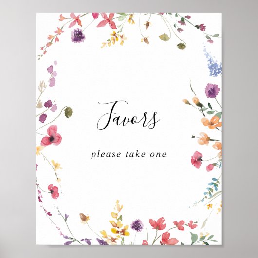 Klassiek Kleurrijk Wild Bloemen Favorieten Bord Poster (Voorkant)