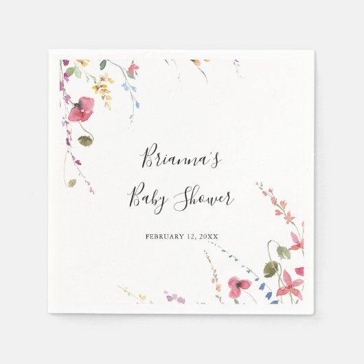 Klassiek kleurrijk Wilde Floral Baby shower Servet (Voorkant)