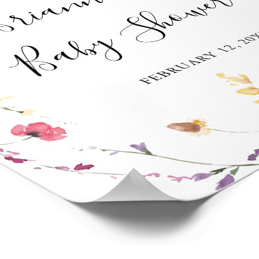 Klassiek kleurrijk Wilde Floral Baby shower Welkom Poster (Hoek)