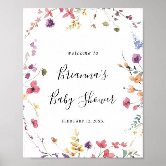 Klassiek kleurrijk Wilde Floral Baby shower Welkom Poster (Voorkant)