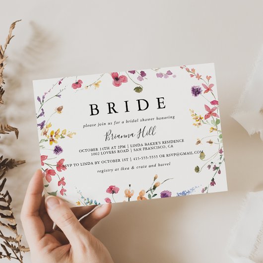 Klassiek kleurrijk Wilde Floral Bride Vrijgezellen Kaart